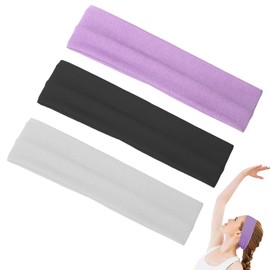 3 Pack Yoga Headbands, Elastic Hair Bands, Non-Slip Hair Band, Women, Sports, Running, Exercise, Gym (Solid Colour)