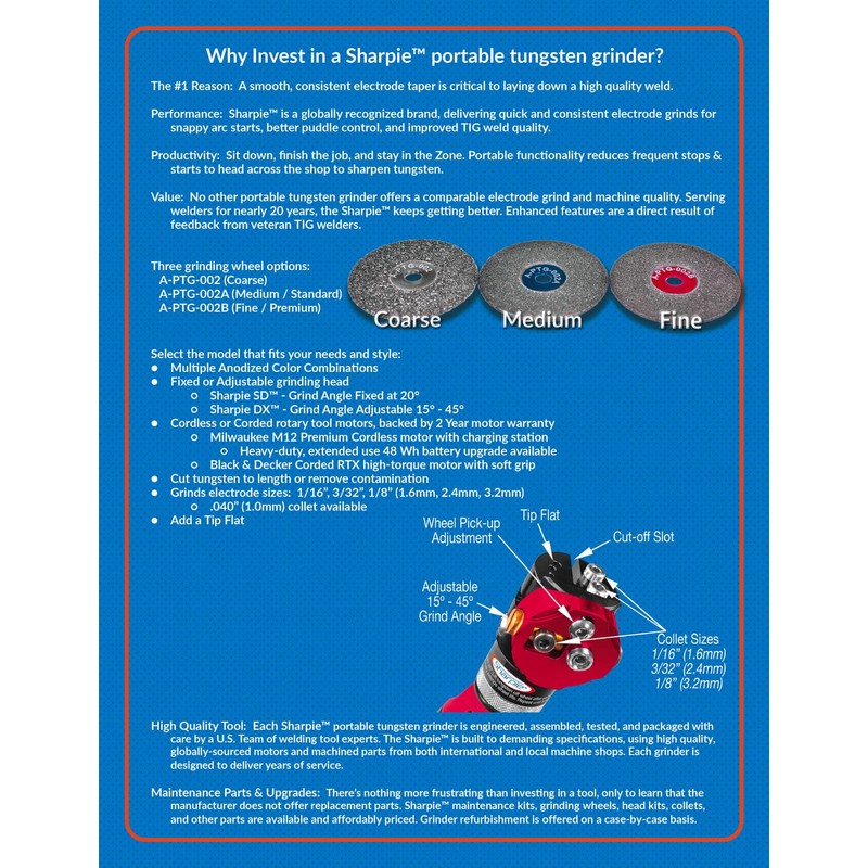 Arc-Zone Diamond Grinding Wheel for Sharpie Tungsten Grinder (Coarse Grit)