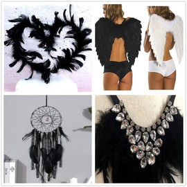 Natural Feather for Crafts, 100 Pcs Black DIY Goose Feathers for Art Supplies Jewelry Making Wedding Dress Accessories Decorative Dream Catchers