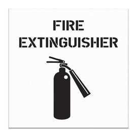 Fire Extinguisher Floor Decals Feel Black Anti-Slip Vertical Shape Business Industrial Signs Stickers 36Inches Longer Side