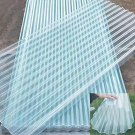 Altovexis 6 PCS 3'x 5.5' Clear Roof Panels Polycarbonate Wave Corrugated Transparent Sheets, Acrylic Plastic UV Protection Impact Resistant Rainproof Ideal for Greenhouses Pergola Sunroo Cover 3x32ft