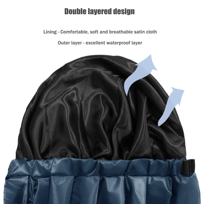 Amamba Shower Cap,100% Real Satin Lined Shower Caps,Extra Large Shower