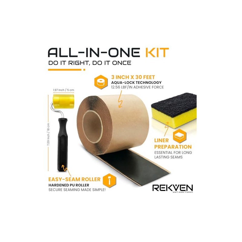EPDM Rubber Roofing Seam Tape Kit - 30ft x 3in
