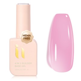 idyllbeauty 4 in 1 Builder Base Gel Nail Polish, Vegan, Streak Free, Cruelty-free, Strengthens Damaged Thin Nails, Nude Pink,Salon Nail at Home DIY Gel Polish