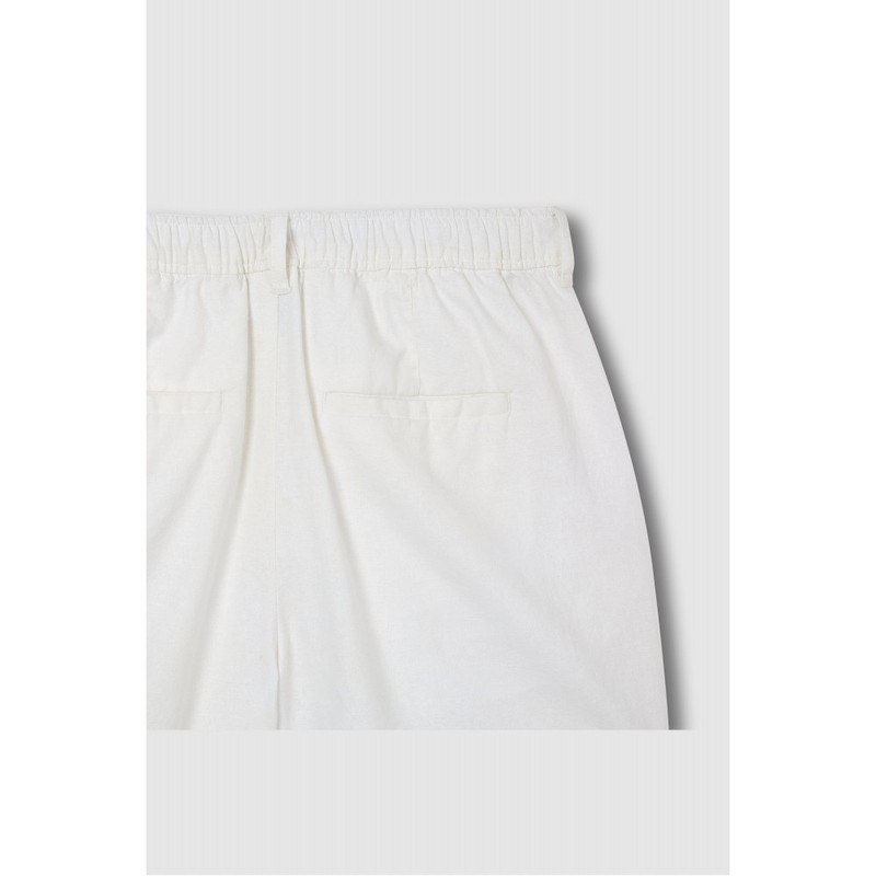 JAJU [JAJU] Soft Linen Blend Half Pants_White