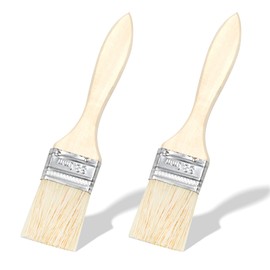 2-Pack Pastry Brushes, 1.5-Inch Flat Bristle Baking Brushes with Wooden Handles and Metal Ferrules – Ideal for Glazing & Coating (Beige)