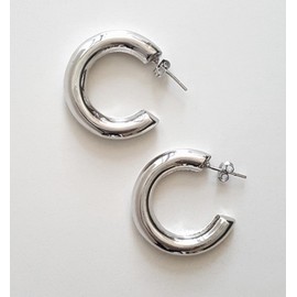 LIHELEI Silver Hoop Earrings – Elegant 14k Gold Plated Thick Gold Hoop Earrings - Chunky Women’s Earrings for Casual Wear, Office, Home – Lightweight and Comfortable