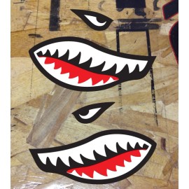 Flying Tigers Shark Teeth Vinyl Decal Sticker - 2 stickers Reverse facing set - 3" wide