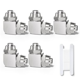 Bwintech 5pcs 8mm 90 Degree Elbow Connector with Lock Nut 2 Way Adaptor for KPV Air Lines Nickel Plated Brass