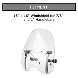 PSLER 18" x 16" Windshield Windscreen for 7/8" and 1" Handlebars (Clear)