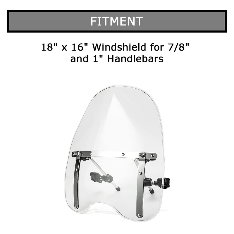 PSLER 18" x 16" Windshield Windscreen for 7/8" and 1"