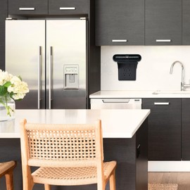 Storage Theory Power Perch Double Outlet Shelf - Turn Your Outlet into a Shelf - Great for Smart Home Devices, Cell Phone, Remotes, Speakers, Alexa Holder - Socket Shelf 2 Pack, Black