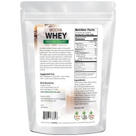 Z Natural Foods Mocha Whey Protein Powder, Cold Process Gluten Free Protein Powder, Superfood Supplement Protein Powder, 1 lbs