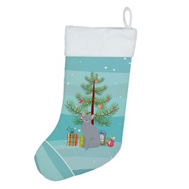 Caroline's Treasures CK4788CS Russian Blue Cat Merry Christmas Christmas Stocking Fireplace Hanging Stockings Christmas Season Party Decor Family Holiday Decorations