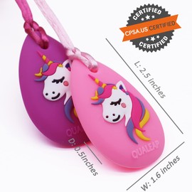 New Unicorn Chew Necklace for Kids Girls (Exclusive) - Chewing Necklace Teething Necklace Teether Necklace Chew Toys Teething Toys - Designed for Chewing, Autism Sensory Teether Toy (2 Pack)
