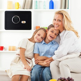 TIGERKING Digital Security Safe Box with LED Light, Small Safe box for Money with Removable Shelf, Lockbox Money Jewellery Important Document Medicines(1.0 Cubic Feet)