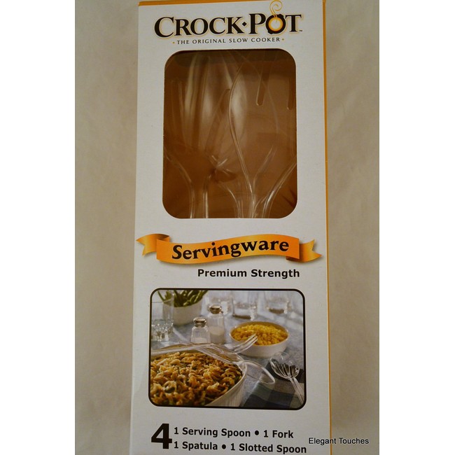 Crock Pot Clear Serving Ware Premium Strength Disposable 4 Pc. Serving SET