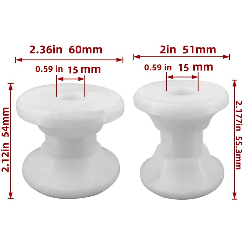 JT-HLM 2Pcs Water White Bow Anchor Roller Replacement Wheels Bow