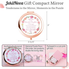 Birthday Gift for Daughter, To My Daughter Gorgeous Colorful Rose Gold Compact Mirror Unique Gifts for Women from Mom Dad, Ideal Birthday Christmas Graduation Thanksgiving Gifts Stocking Stuffers