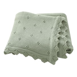 Hadetoto Baby Blanket 100% Cotton Knit Baby Blankets Baby Gifts Baby Essentials for Newborn, 100 x 80 cm (Sage Green)