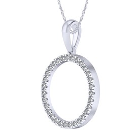 Sterling Silver 0.20 CT Natural Diamond Round Shape Circle Necklace for Women with 18'' Chain- Diamond Color : H-I, Clarity : I1-I2