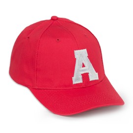 Baseballkappe / Baseballmütze, Baumwolle, Alphabet A-Z, mit Verschluss, Rot mit schwarzen Buchstaben Gr. One size, a