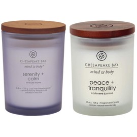 Chesapeake Bay Candle Scented Candles, Serenity + Calm (Lavender Thyme) & Peace + Tranquility (Cashmere Jasmine), Medium (2-Pack)
