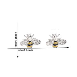 Bee Stud Earrings Sterling Silver Honey Bumble Bee Comb Studs Earrings with Shell Pearl