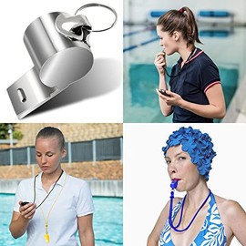 FineGood 8 Unidades Entrenadores Arbitro Silbatos con Cordones, 7 Colorido Plástico y 1 Acero Inoxidable Metal Silbatos para Supervivencia Emergencia Salvavidas Deportes Futbol Entrenamiento