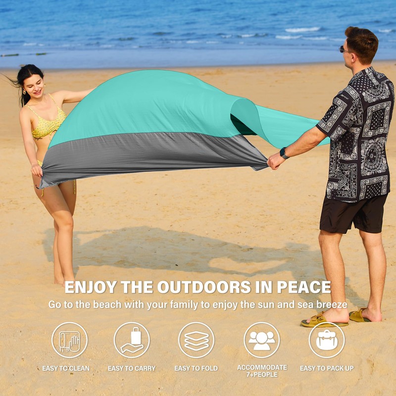 Beach Blanket Waterproof Sandproof 78''X81''/10'X9' Oversized Big Blanket