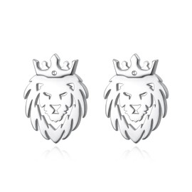 DAOSHANG 925 Sterling Silver Lion King Earrings Animals Silhouette Lion Stud Earring For Women Fun Novelty Decoration Hypoallergenic Jewelry Birthday Valentine's Day