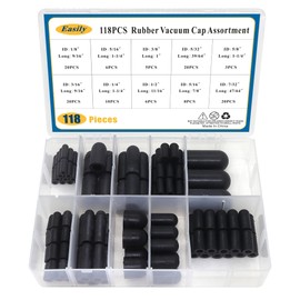 118 Pcs Vacuum Caps Assortment, 10 Sizes Rubber Vacuum Caps Kit,Vacuum Plugs Hose End Cap, for Carburetor, Manifold, Automotive, 3/16'' 5/16'' 7/32'' 1/4'' 5/32'' 3/8'' 1/8'' 1/2'' 5/8''