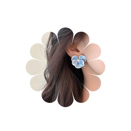 Xmsrn Vintage Blue Oil Drop Flower Earrings Crystal Flower Stud Earrings Blue Statement Flower Earrings Blue Oil Flower Earrings for Women