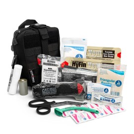 Scherber Premium IFAK Kit Trauma Pack | HSA/FSA Approved | Fully Stocked MOLLE Pouch w/CAT Tourniquet, HyFin Chest Seal, & Israeli Bandage | Trauma Kit for Gunshot, Bleeding, Major Wound Care (Black)