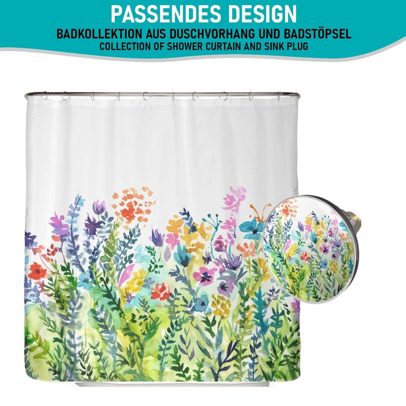 arteneur® Pop-Up Sink Plug with Colourful Flowers Motif, Drain Strainer,