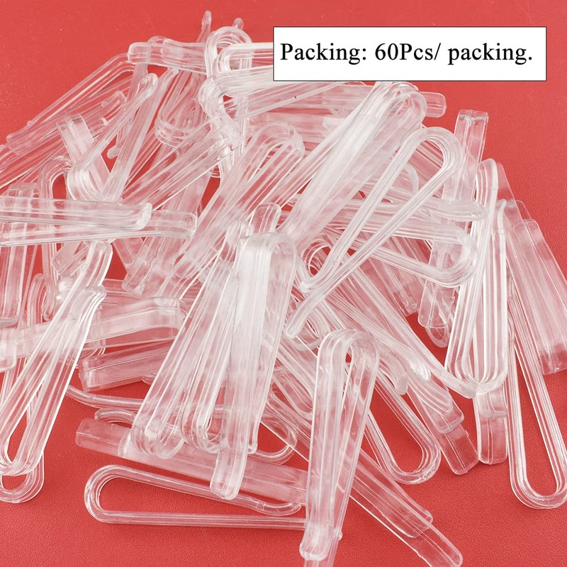 HAHIYO 2.2inch/55mm 60Pcs Clear Plastic U Shape Alligator Clip, Clothespin
