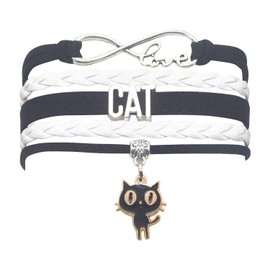 HCChanshi Cat Bracelet Jewelry Infinity Love Cat Jewelry Bracelet For Cat Lover, Cat Owner, Cat Themed Jewelry (Black and White)