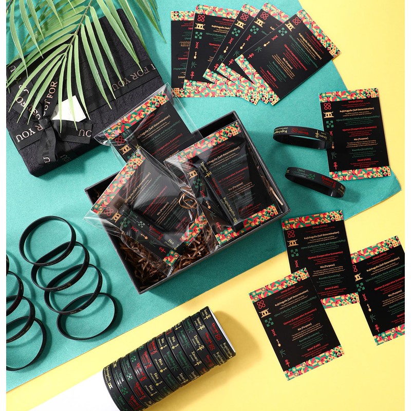 100 Sets Kwanzaa Silicone Bracelet Bulk African Rubber Wristband