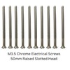 Pack of 10 Electrical Screws 50mm Chrome M3.5 Thread Diameter