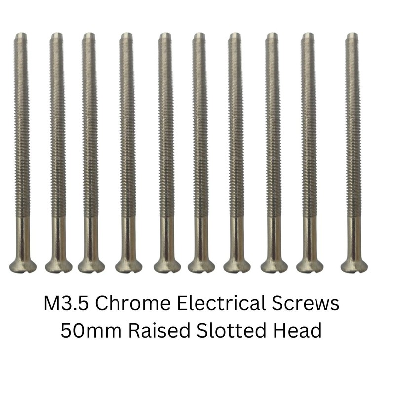 Pack of 10 Electrical Screws 50mm Chrome M3.5 Thread Diameter