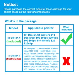 LCL Compatible Ink Cartridge Replacement for HP 82 C4913A Designjet 510 500 500ps 500Plus 800 800ps 815 815mfp 820 820mfp (1-Pack Yellow)