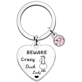 SDOFY Duck Gifts for Women Duck Gifts Duck Keyring Keychain Duck Lovers Gift Beware Crazy Duck Lady