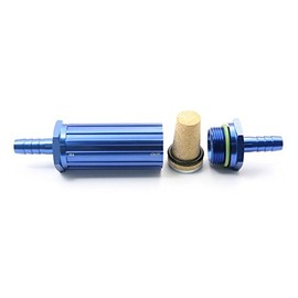 Autobahn88 Billet Inlet Fuel Filter Element, In/Out 8mm (5/16") Barb, L 3.5", 30 Micron (Blue)