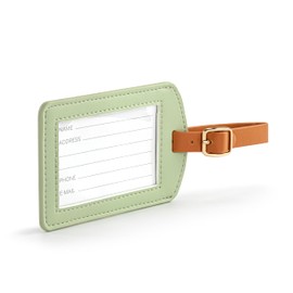 DEMDACO Suitcase Luggage Tag with Secure Buckle Strap Airplane Travel Essentials 2.5 x 4.5 Inch Vegan Leather Sage Green