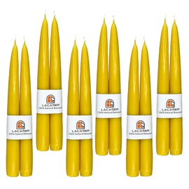 Pure Beeswax Taper Candle 12pcs, 8 Inches Long Candlesticks, Natural Bees Wax Candles for Home, Dripless Beeswax Candles, Light Honey Scent, 6 Hours Burn Time by Lacaser