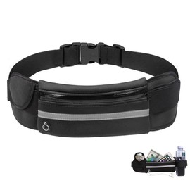 SZSL Running Pouch, Non-Shaking, Lightweight, Large Capacity, Waterproof, Sweatproof, Waist Pouch, Smartphone Compatible, Night Activities, Running Pouch, Thin, Stylish, Men's, Women's, Black