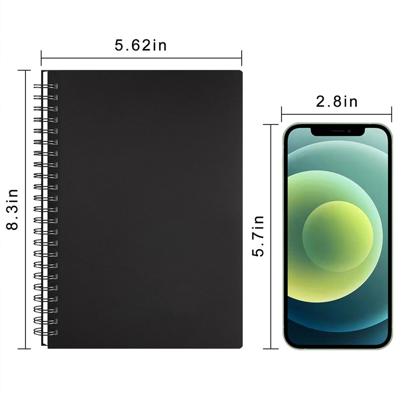Surard A5 Small Spiral Notebook, 1 Set Black Spiral Notebook