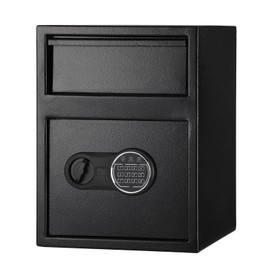 Depository Safe Digital Depository Safe Box, Electronic Steel Safe with Keypad, Locking Drop Box with Slot, Metal Lock Box with Two Emergency Keys for Your Valuables