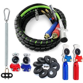 TORQUE Semi Truck Air Line Kit Parts Accessories 12 FT 3 in 1 ABS Power Air Line Air Hose with Gladhands with Seals and Tender Spring Kit for Semi Truck Tractor Trailer (TR813212)