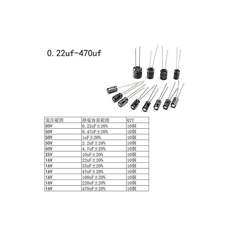 KKHMF 120 PCS Electronic Parts Bag 0.22uf-470uf Electrolytic Capacitors 12